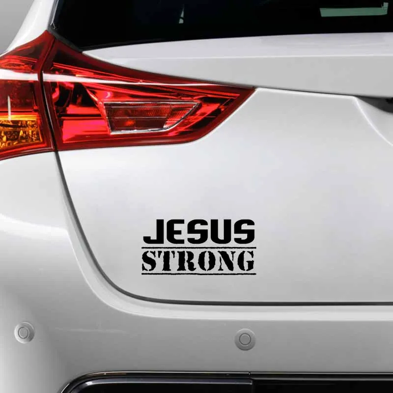 

YJZT 17.8CM*8.7CM JESUS STRONG Vinyl Car Motorcycle Stickers Decal Black/Silver C13-000304