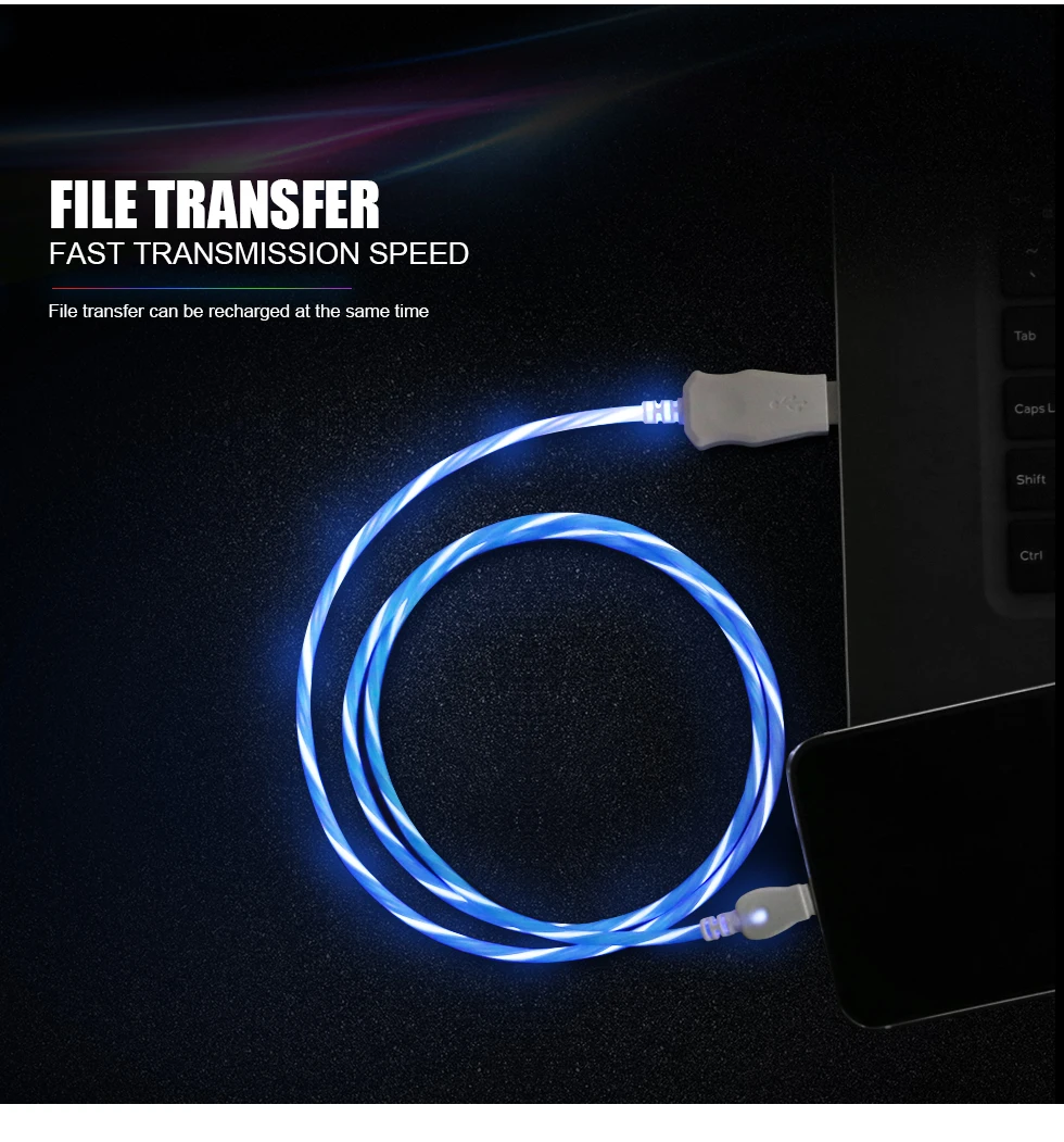 Светодиодный светящийся зарядный usb-кабель для зарядки iPhone 6S 6 S 7 8 Plus X XR XS Max 5 5S SE iPad Phone