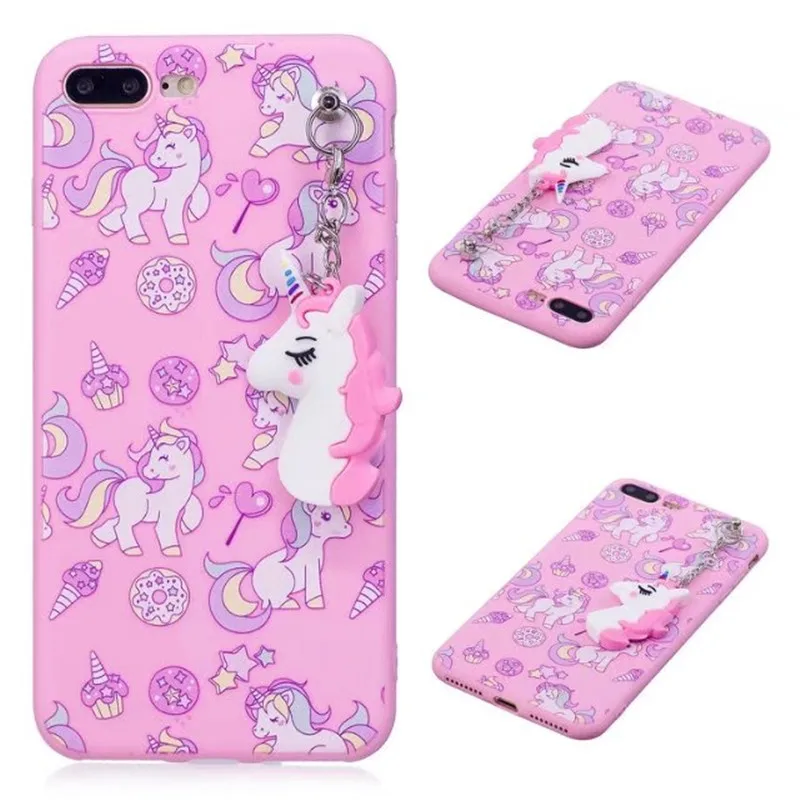 Мягкий силиконовый чехол с 3D милым мультяшным единорогом для Apple iPhone X 5 6 6S 7 8