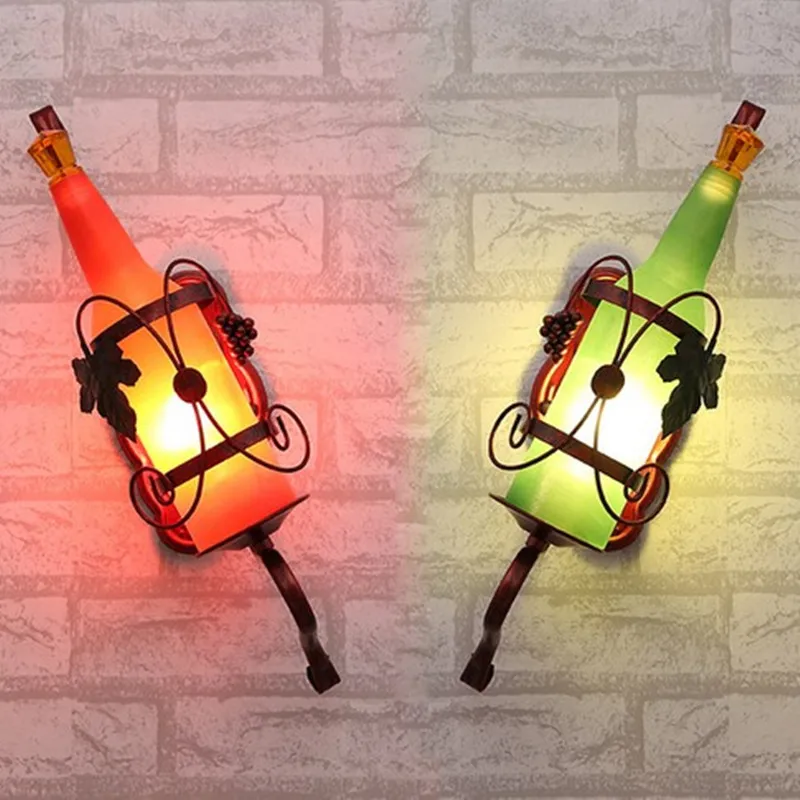 Modern Glass Bottle Wall Light Sconces E27 Bulb Led Light Source Lamp Bar Restaurant Wall Lighting Fixture
