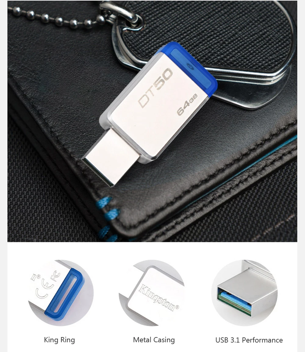 Kingston USB 3,0 флешки 128 Гб 64 ГБ 32 ГБ оперативной памяти, 16 Гб встроенной памяти, USB флэш-накопитель USB 3,1 110 МБ/с. флеш-накопитель 8 ГБ психического флеш-накопитель DT50