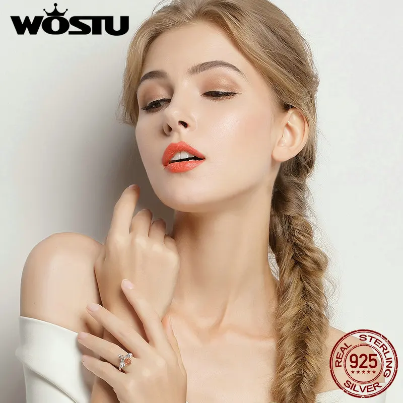 WOSTU, хит, подлинные, 925 пробы, серебряные, королевские пчелы, желтые, CZ Кристаллы, кольца для женщин, свадебные ювелирные изделия, аксессуары CQR025