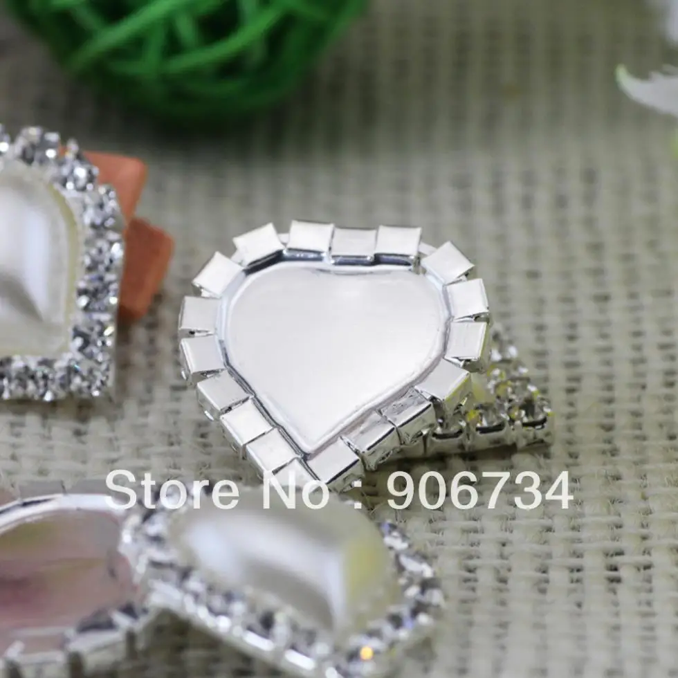 10 шт./лот 21 мм жемчужное сердце Бриллиантовая блестящая пряжка с глянцевым