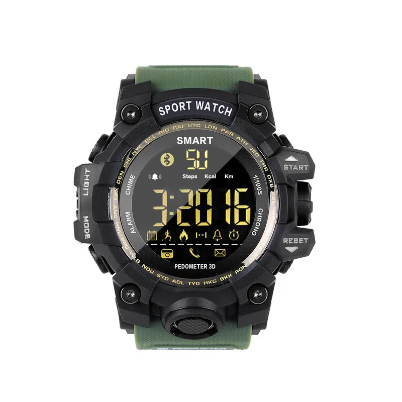 Green EX16S многофункциональные водонепроницаемые умные часы Удаленная камера для Android iOS новые мужские спортивные часы аналоговые наручные часы - Цвет: Green