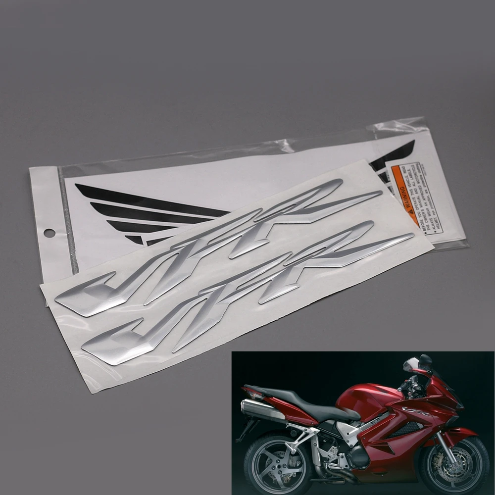 Красный/хром/золото Мотоцикл 3D VFR логотип наклейки Стикеры для Honda VFR400 VFR800 X/F VFR1200 аксессуар с бесплатной наклейка на бак s