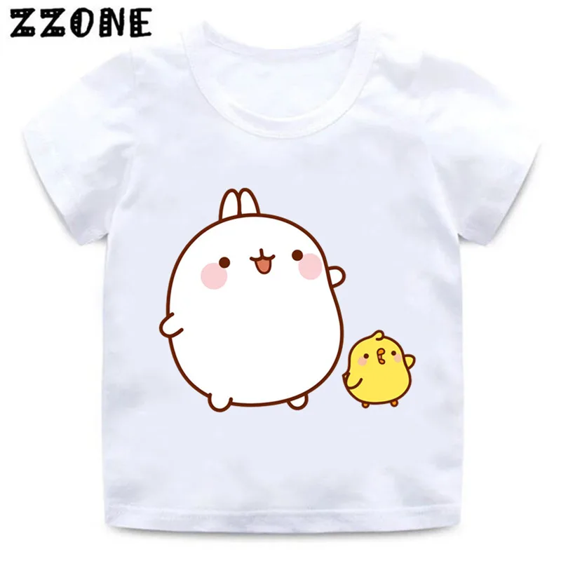 Одежда для мальчиков и девочек мультфильм моланг Piupiu Футболка с принтом детская