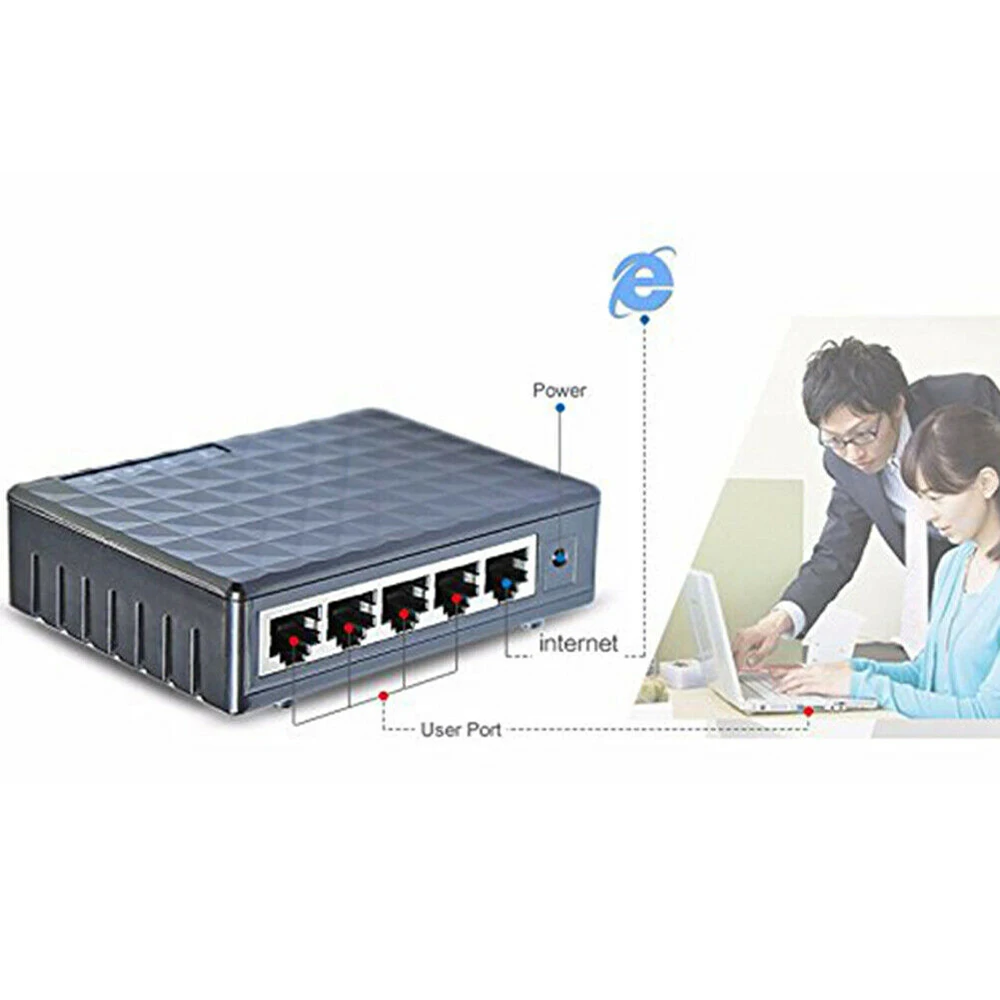 5 Порты и разъёмы Gigabit LAN Ethernet сети переключатели настольный коммутатор 100 Мбит/с