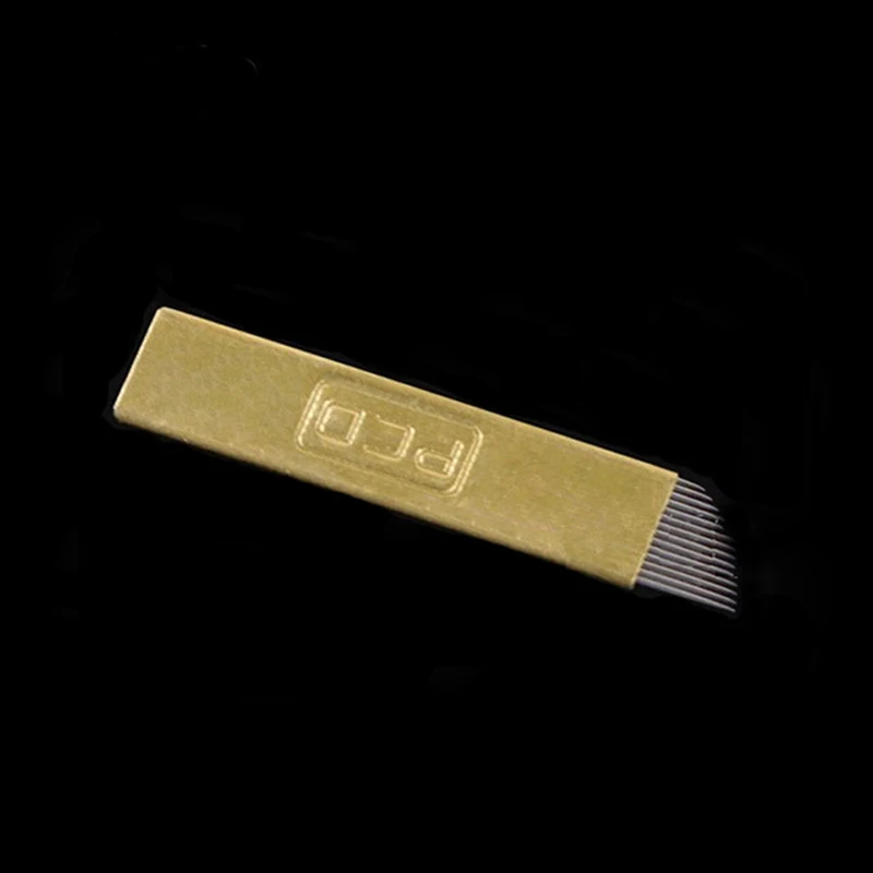 100 шт. PCD 14 Pin Перманентный макияж бровей Тату лезвие микроблейдинг иглы для 3D