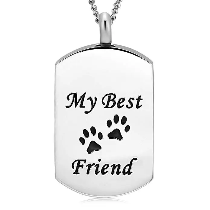 

JJ222 Carved My Best Friend Dog Tag Stainless Steel Cremation Jewellery For Dog/Cat's Ashes Keepsake Memorial Urn Necklace Pet