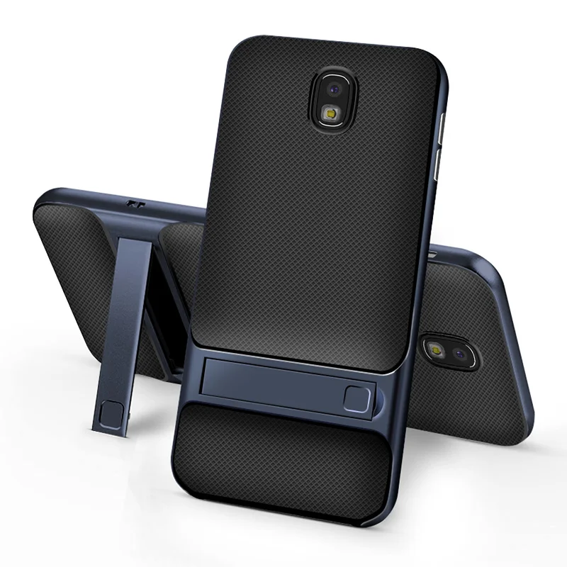 Navy Жесткая рамка из поликарбоната+ ТПУ чехол для samsung J7 Pro J730 J7 S8 Plus чехол со скрытой подставкой Держатель протектор для samsung J5 J7 - Цвет: Navy