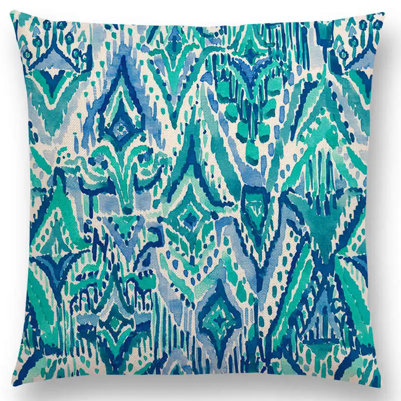 Чехол для диванной подушки карамельного цвета с рисунком шеврон волн кораллов