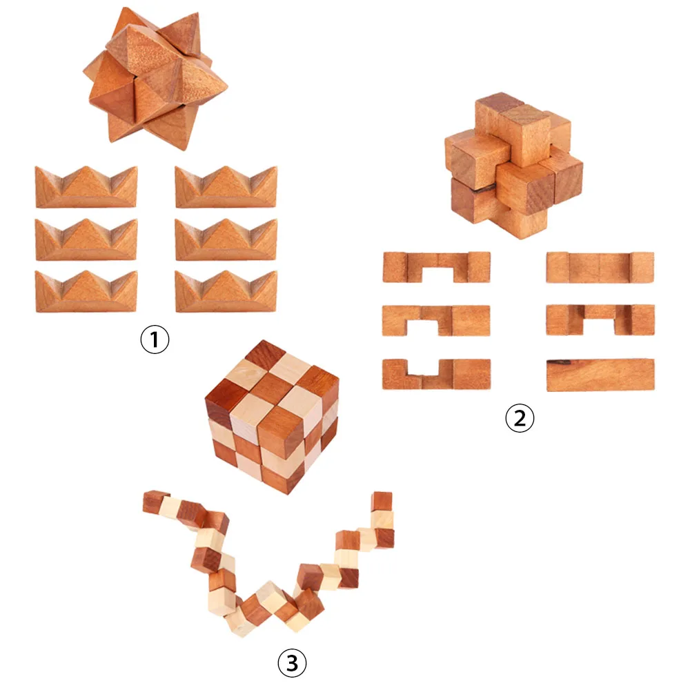 6 шт./компл. детские развивающие Обучающие деревянные игрушки 3D IQ brainteaser взрослые