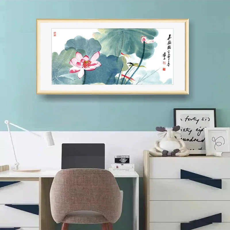 The traditional Chinese painting decorative Chang lotus living room bedroom frameless mural|decorative painting|traditional chinese paintingchinese |