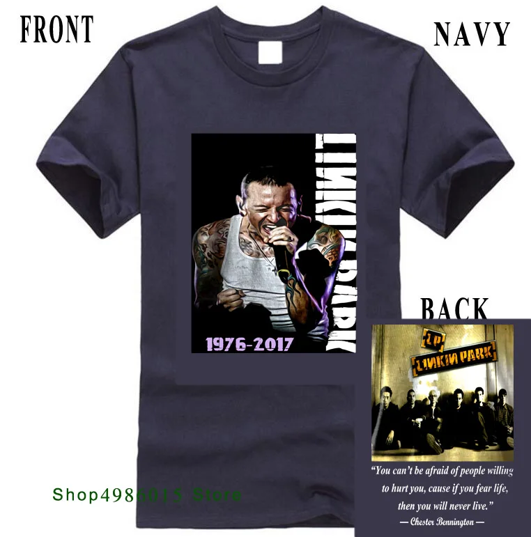 Тёмно-синий Новая мужская футболка Linkin Park Bennington, черные хлопковые футболки для мужчин, новинка, хлопок, высокое качество, топ-футболка размера плюс - Цвет: Тёмно-синий
