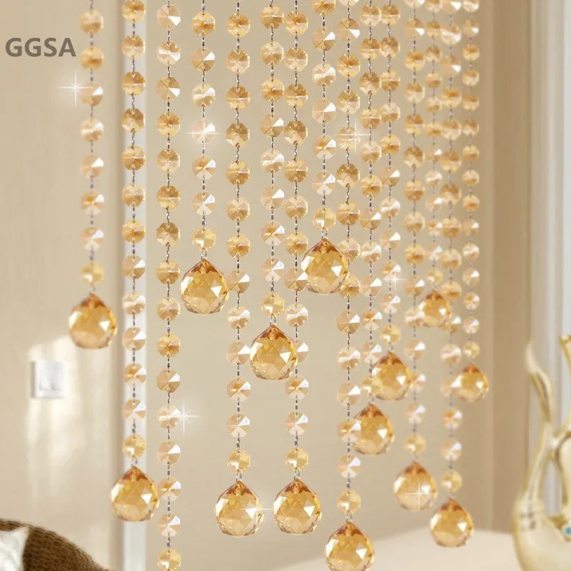 5 метров гирлянда прядь Висячие восьмиугольное стекло бусины занавес цепи