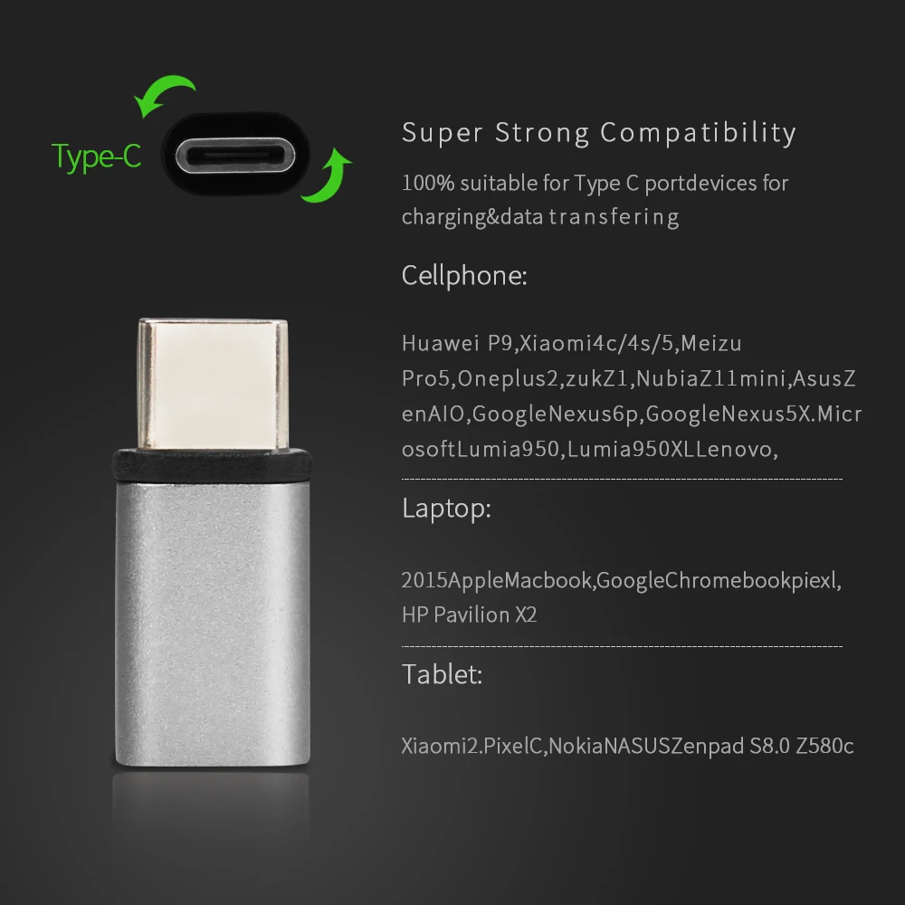 Металлический Micro USB кабель с разъемом Type C адаптера Гнездовой разъем на обоих