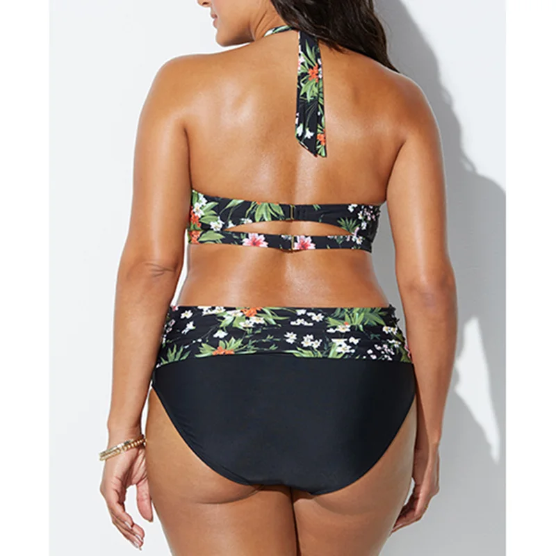 Женский купальник-бикини большого размера 4XL купальник с высокой талией два
