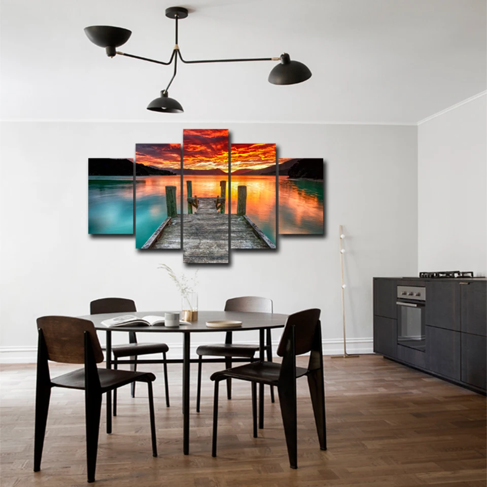 Холст HD печатает фотографии современные стены книги по искусству рамки 5 шт. вид