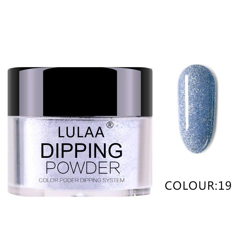 LULAA Dip порошок Набор ногтей Блеск Французский ногтей голографический лак Маникюр сухой хром пигмент погружение пудра для ногтей искусство - Цвет: 19