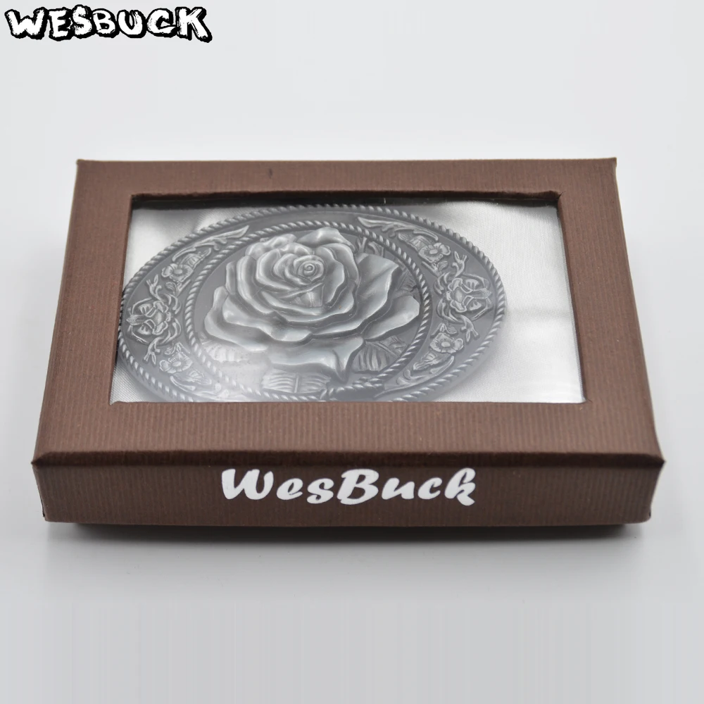WesBuck Фирменная Пряжка Новинка Высокое качество 3D красные розы модная пряжка для