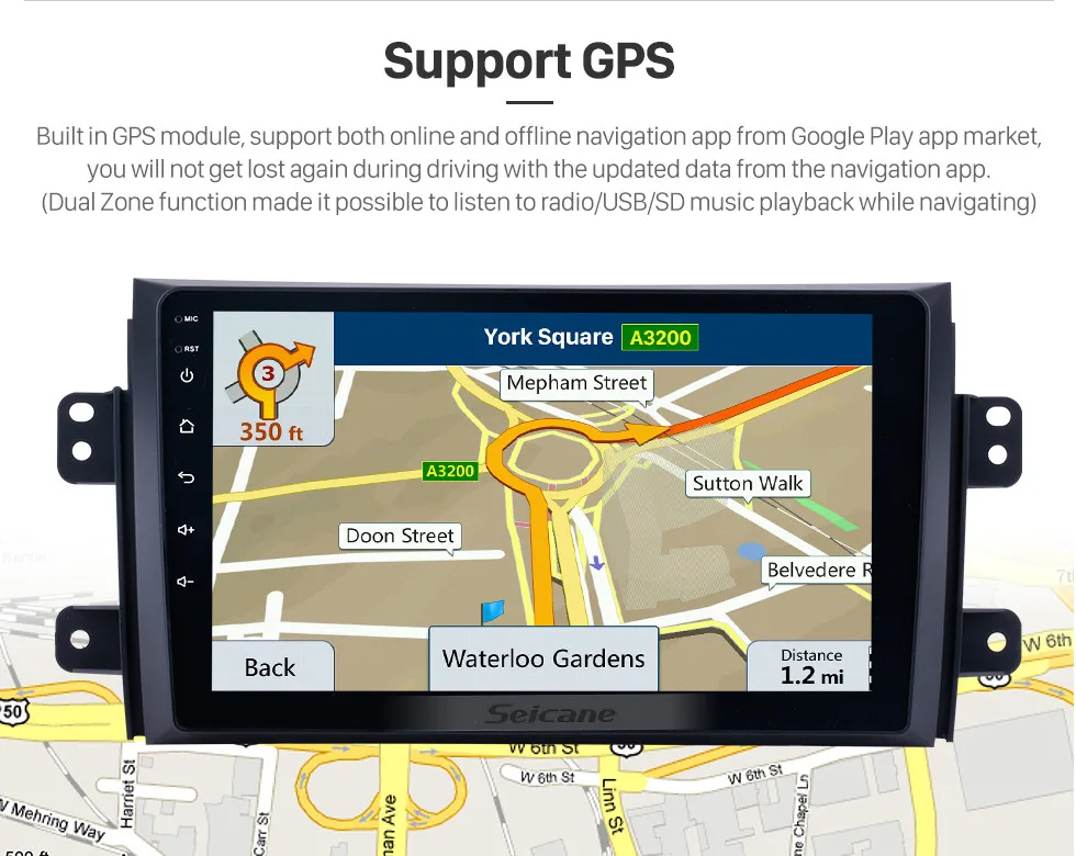 Seicane Автомагнитола для 2006-2012 Suzuki SX4 Android 8,1 9 дюймов 2Din HD сенсорный gps мультимедийный плеер Поддержка Bluetooth wifi