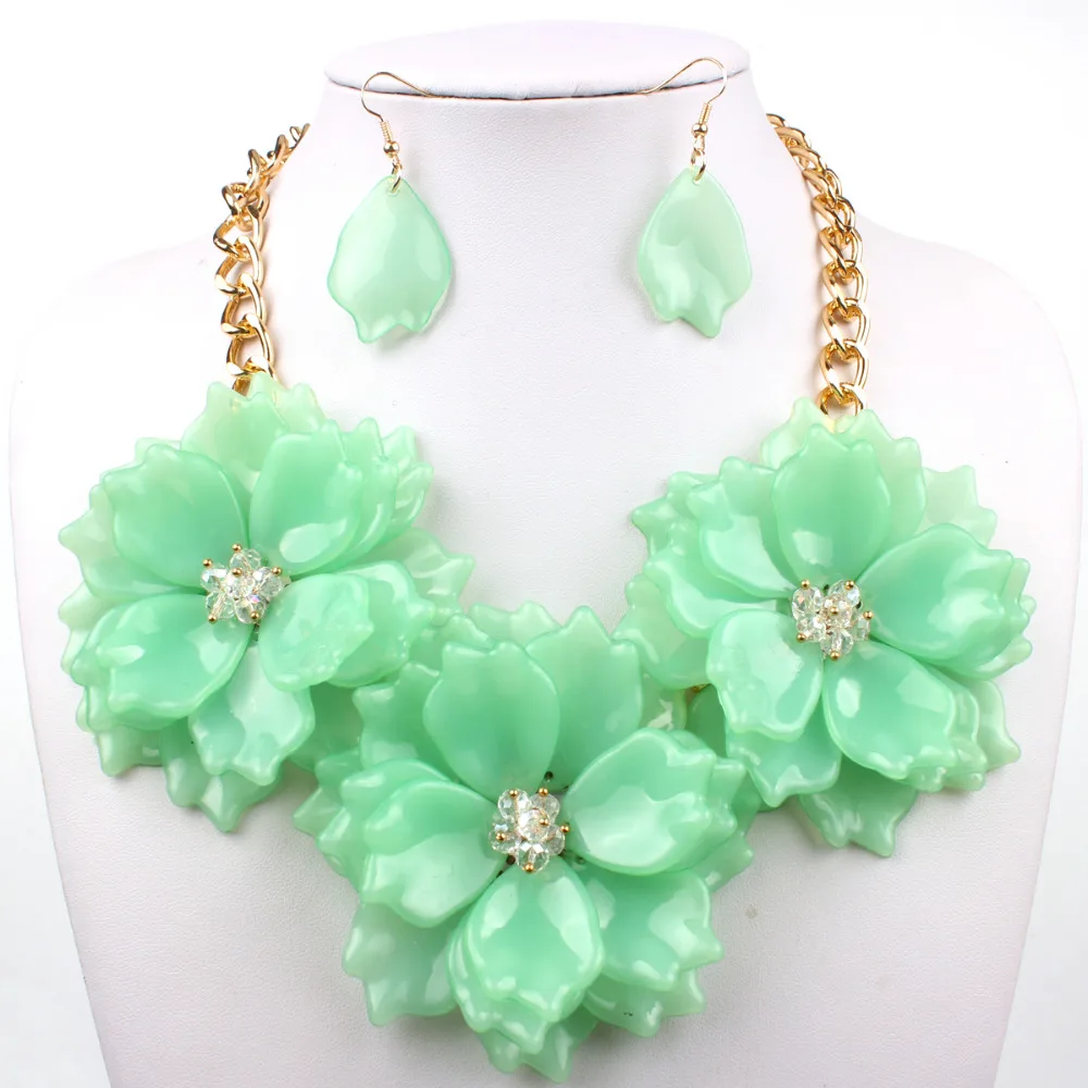 Комплект из колье и серёг с кристаллами 11 цветов|necklace and earrings|flower jewelry setfashion set |