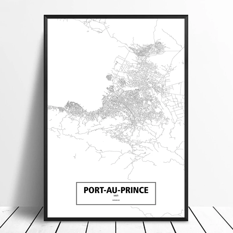 

Черно-белый Оригинальный настенный плакат Port-au-Prince, Гаити, печать на холсте в скандинавском стиле, настенное искусство, домашний декор