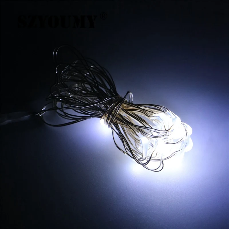 Szyoumy Водонепроницаемый открытый 10 м 100LED 3 аа Батарея питание украшения led Медный провод Фея огни строки strand