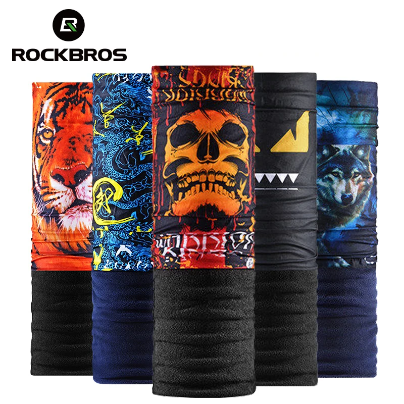 ROCKBROS зимняя теплая флисовая маска для велоспорта на открытом воздухе бандана