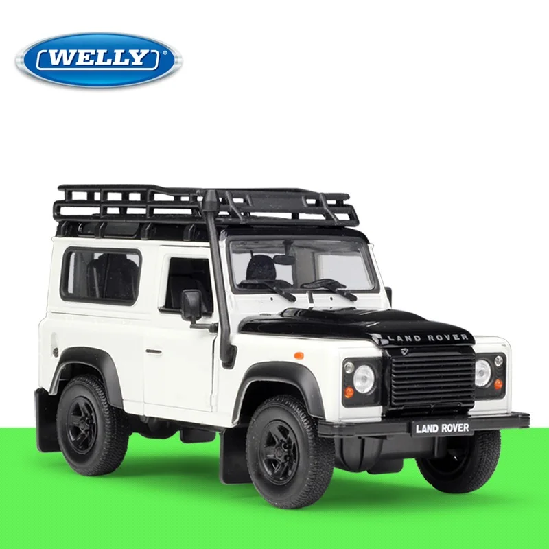 1:24 Welly Land Rover Defender белый/армейский зеленый/серебристый/белый/зеленый трубчатый багажник на крышу литая модель автомобиля