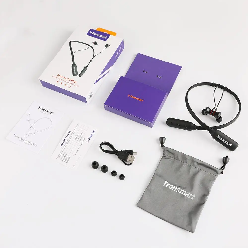 Tronsmart Encore S2 Plus Bluetooth беспроводные наушники авторизация IPX45 наушники водонепроницаемые наушники гарнитура с шейным ремешком