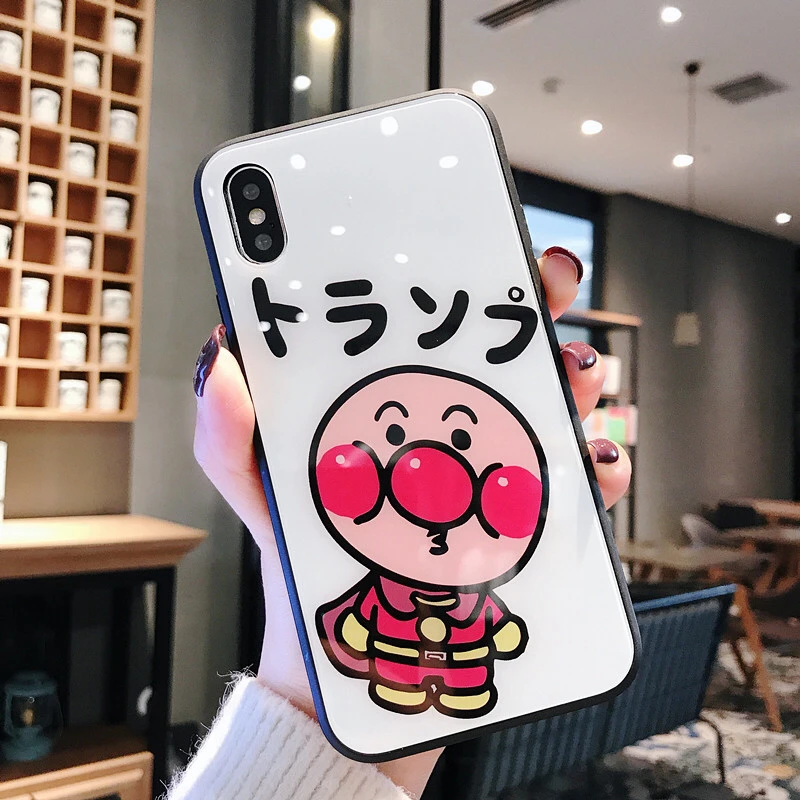 Прекрасный мультяшный персонаж Anpanman стеклянный чехол для телефона iphone 6 S 7 8 plus X XR