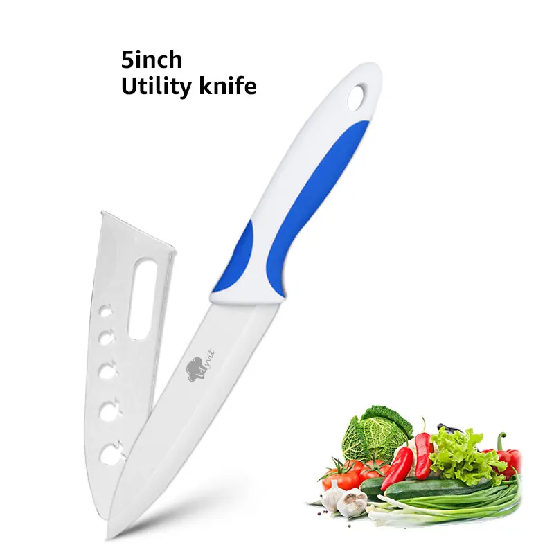 5 inch blue white Керамический нож 6 5 4 3 дюймов кухонный нож шеф-повара для нарезки мяса нож для очистки овощей белое лезвие красочная Нескользящая ручка инструмент для приготовления пищи - Цвет: 5 inch blue white