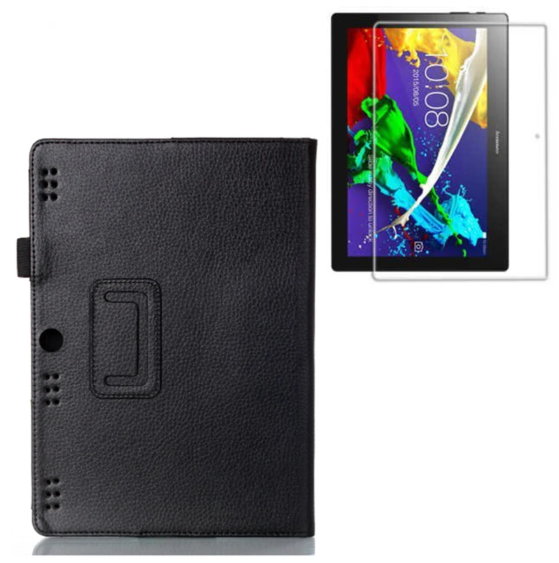 Роскошный кожаный защитный чехол книжка + 1 прозрачная защитная пленка для Lenovo Tab 2