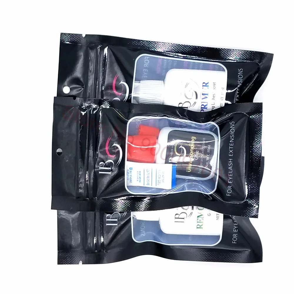 

Free Shipping IB 10ml Ultra Bonding Glue+ primer+ remover set for Eyelash Extensions fast dry long holding time Korea glue