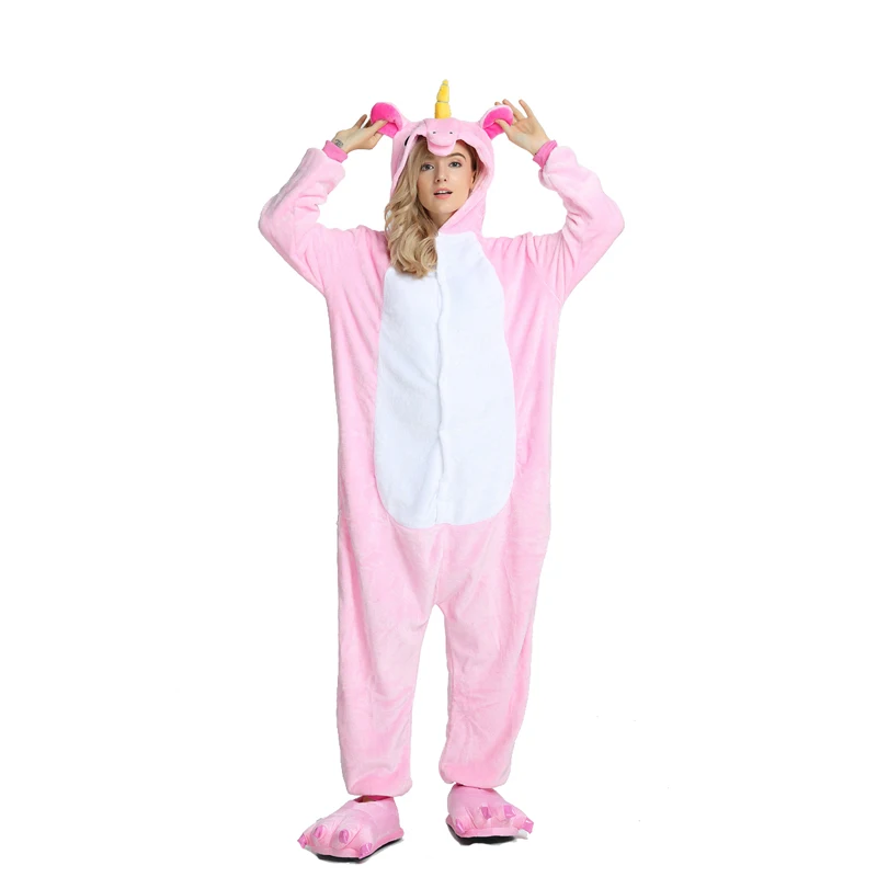 pink tenma unicorn Синий Стич, Рождественский олень, пижамные комплекты, мультяшная Пижама, женская пижама, Фланелевая пижама с животными, единорог, пижама с животными - Цвет: pink tenma unicorn