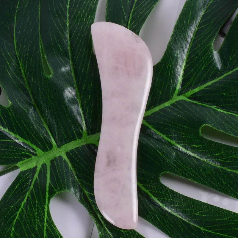 1 piece Массажный инструмент Gua Sha, натуральный розовый кварцевый камень, Китайская традиционная спа-Иглоукалывание для лица, заживление для здоровья - Цвет: 1 piece