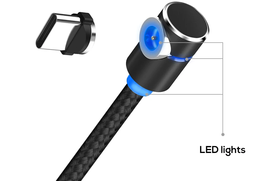 Магнитный кабель usb type C, TOPK L-Line1 кабель типа C с l-образной формой 90 градусов светодиодный кабель с магнитной USB-C для зарядки usb-c