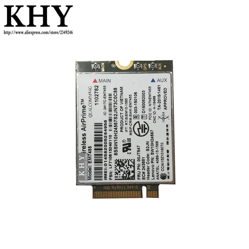 Оригинальный беспроводной EM7455 4G M.2 NGFF для ThinkPad P50 P70 X260 T460S MIIX 710 12IKB X1 YOGA Carbon 260 FRU