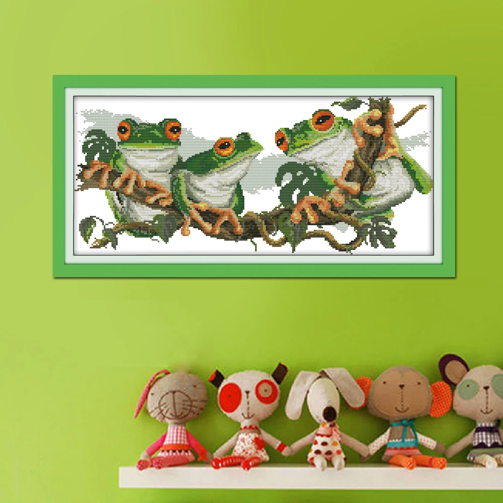 Joy Sunday Frogs Cross Stitch D225 14CT 11CT Counted and Stamped Home Decoration Three Needlework Kits |