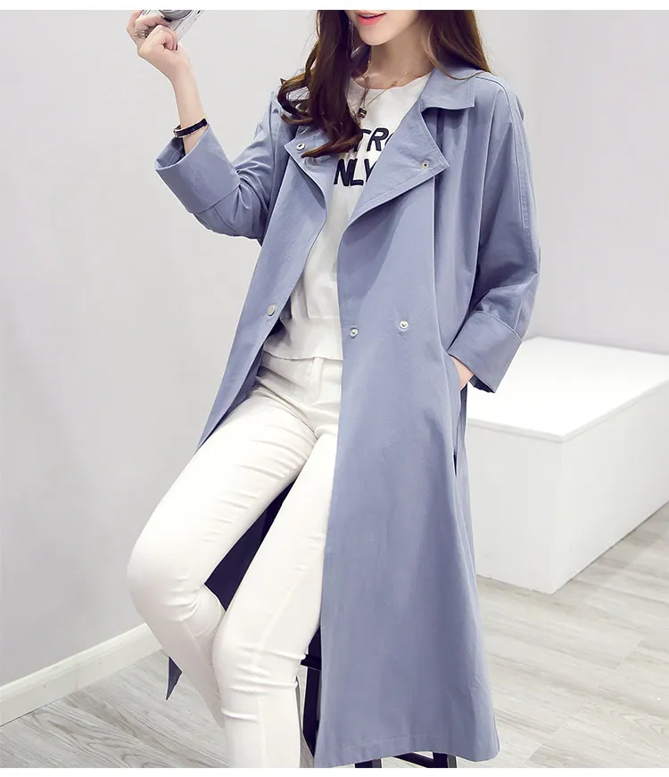 Новинка 2020 женская модная универсальная тонкая двубортная Длинная ветровка