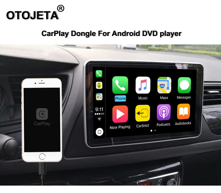 10 шт./лот OTOJETA USB Smart Link Apple CarPlay Dongle для Android навигатора плеер Mini Carplay Stick с