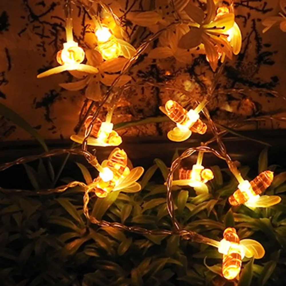 LED Lights String Outdoor with Honey Bee Powered Starry Fairy for Garden Patio Trees Flower Fence | Лампы и освещение