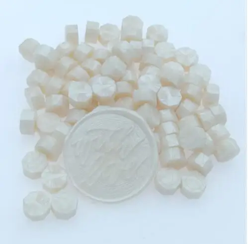Pearl white 100 шт/партия Ретро восьмиугольная штамповка запечатывания восковых бусин сургучные штампы для конвертов документов свадебные приглашения декоративные поставки - Цвет: Pearl white