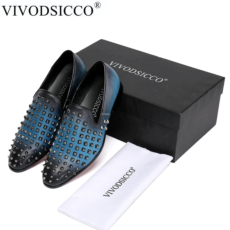 

VIVODSICCO Fashion Genuine Leather Men Loubuten Shoes Zapatillas Superstar Casual Low Top Rivets Men Flats Loafers Wedding Shoes