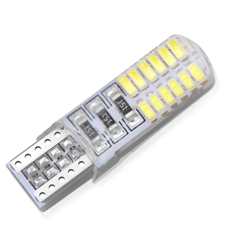 10X Автомобильный светодиодный T10 W5W силиконовый чехол 24 SMD 3014 Светодиодный автомобиль лампа для чтения 192 168 501 24SMD 24 светодиодный автоматический Клин лампочки стояночные огни 12В