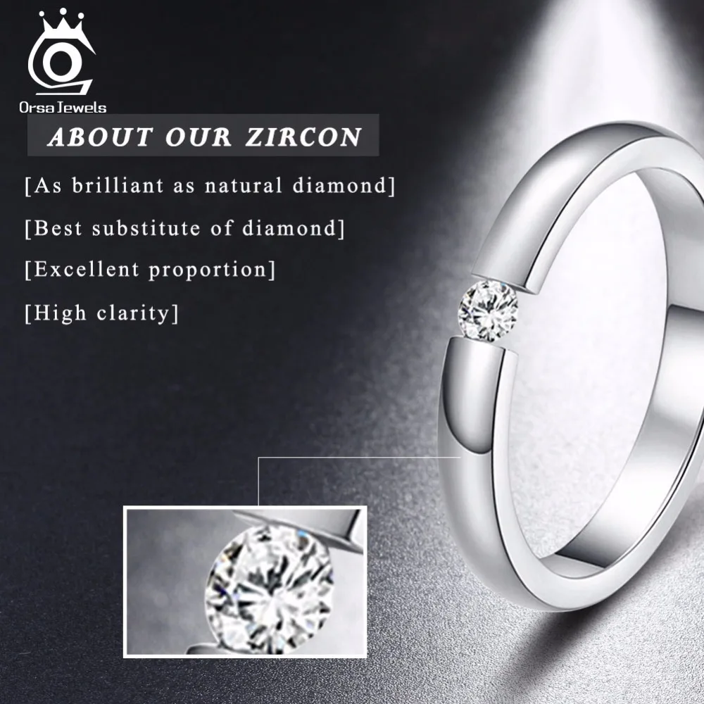 ORSA JEWELS новые модные кольца из нержавеющей стали 316L блестящие кольца с кристаллами для мужчин и женщин Свадебные обручальные кольца 4 цвета OTR48