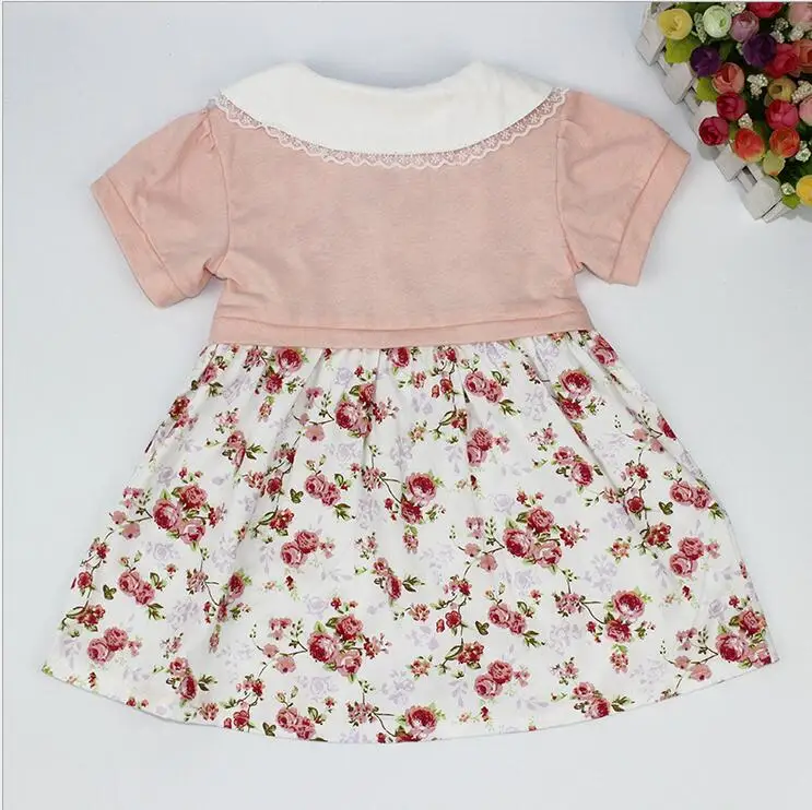 Baby Girls Summer Dresses Peter Pan Collar Short-Sleeved Children Dress Small Shawl Floral Button Frocks For 2-3T T173 | Детская одежда