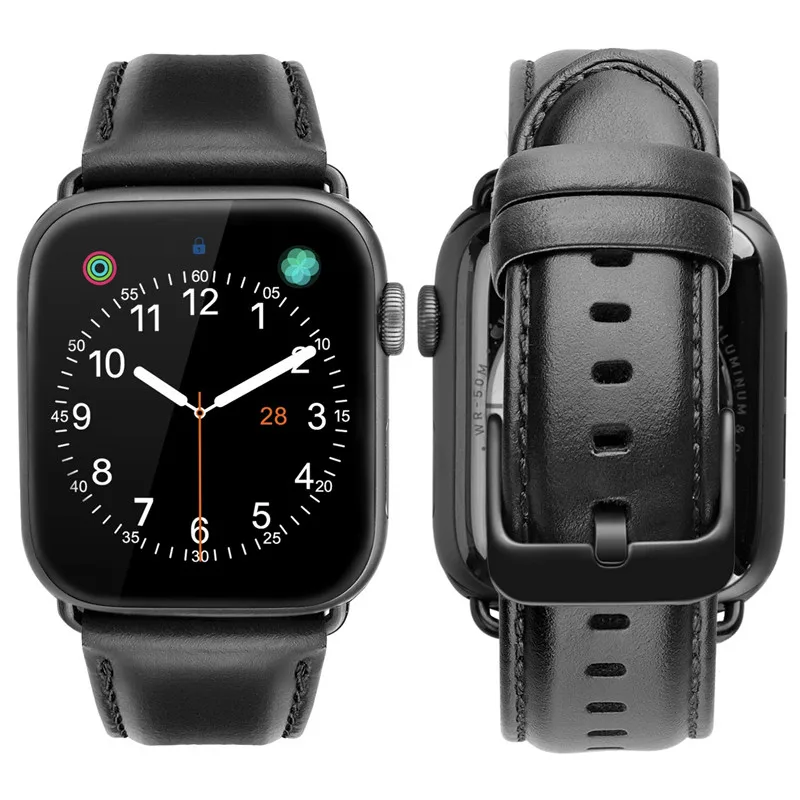 Ремешок из натуральной кожи для iWatch Series 1/2/3 38 мм 42 сменный классический браслет