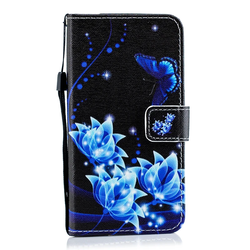 Кожаный бумажник флип чехол для телефона ASUS Zenfone 4 Max ZC520KL Pro ZC554KL X00HD ZC554KL 3 Max ZC520TL Live ZB501KL чехол - Цвет: Blue butterfly LDH